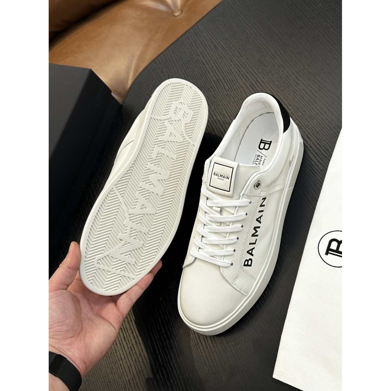Tênis Balmain B-Court Branco/Preto