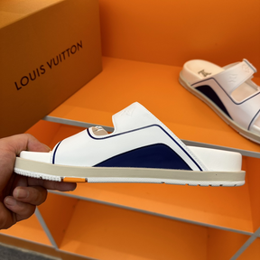 Chinelo Lv Trainer Branco/Azul