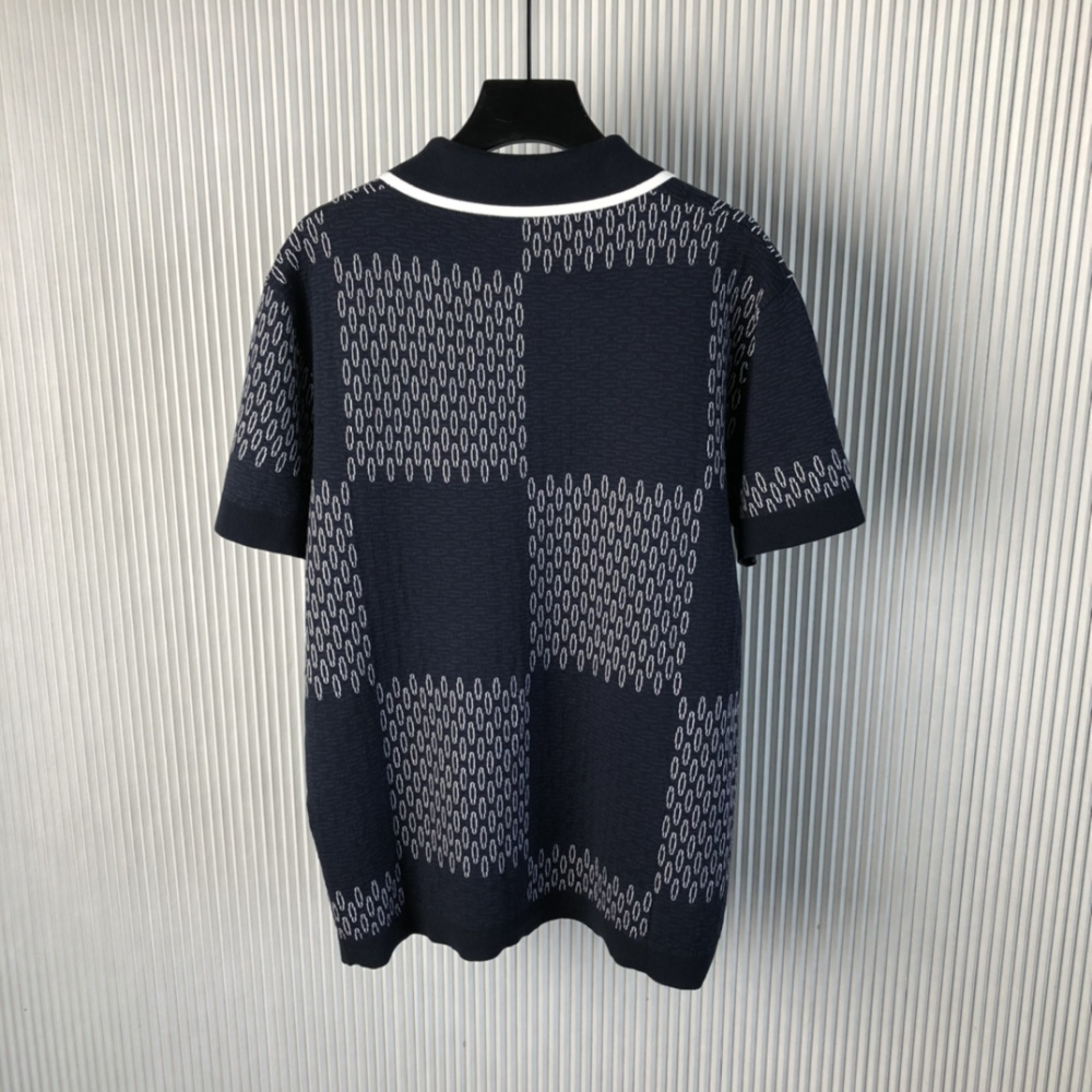 Camisa de Manga Curta em Jersey de Algodão com Jacquard Damier Louis Vuitton LV