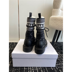 D-MAJOR ANKLE BOOT BLACK CALFSKIN WITH BLACK AND WHITE CANNAGE TWEED