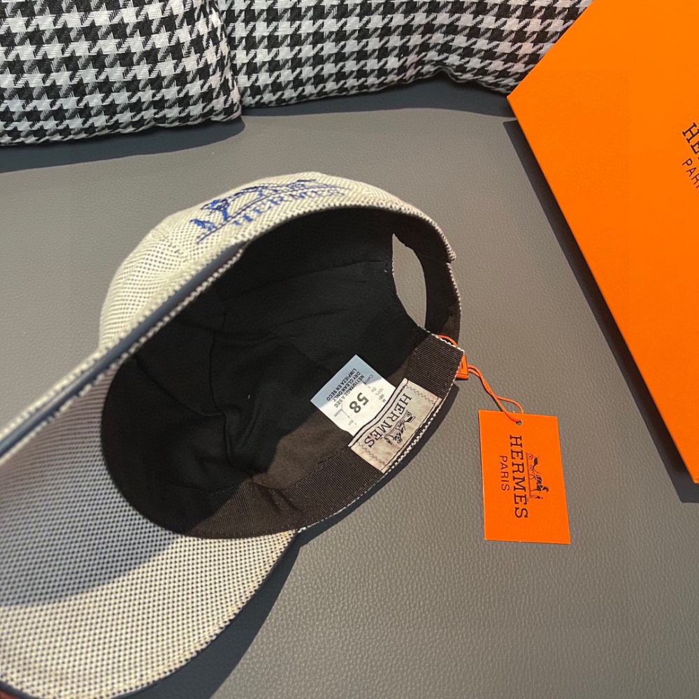 Boné Hermès Baseball Off/Azul  Logo H