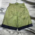 Conjunto Gucci Camisa e Bermuda Seda Verde e Azul Escuro