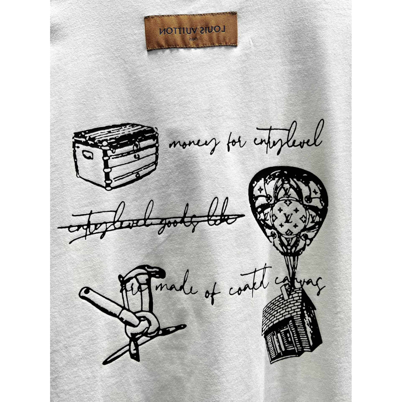 Camiseta de Algodão Louis Vuitton Logo em 3D Branca