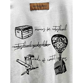 Camiseta de Algodão Louis Vuitton Logo em 3D Branca
