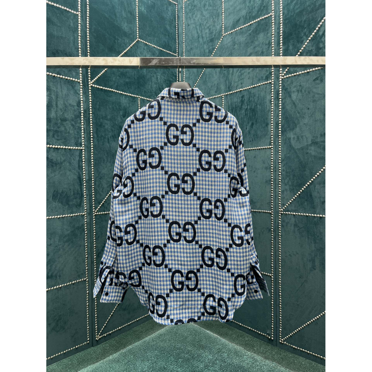 Camisa Gucci Social de algodão estampada GG Azul