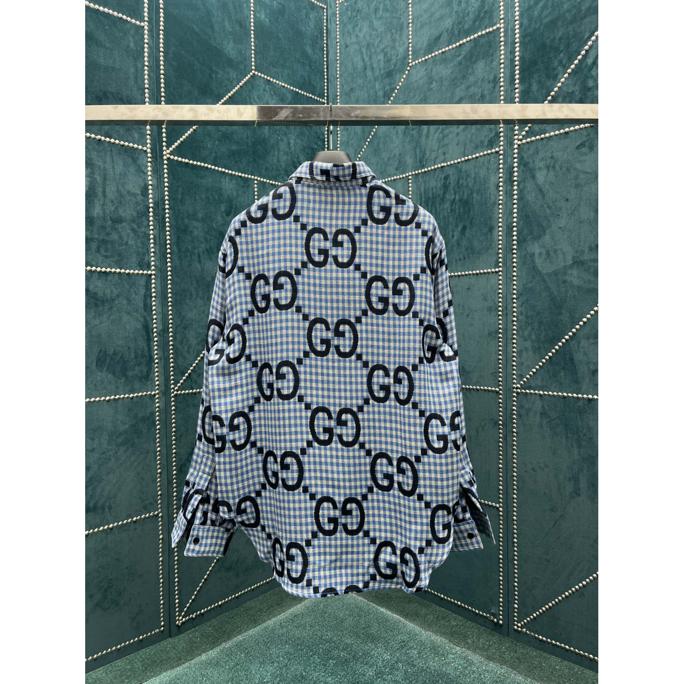 Camisa Gucci Social de algodão estampada GG Azul