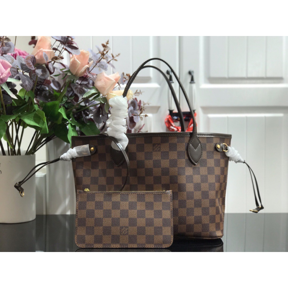 Bolsa Louis Vuitton Neverfull Damier Ébene Interior Vermelho