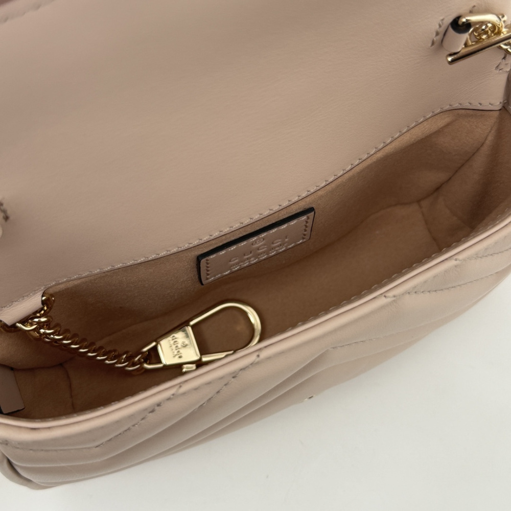 Bolsa Gucci GG Marmont Couro Rosa Claro Super Mini/Média/Grande