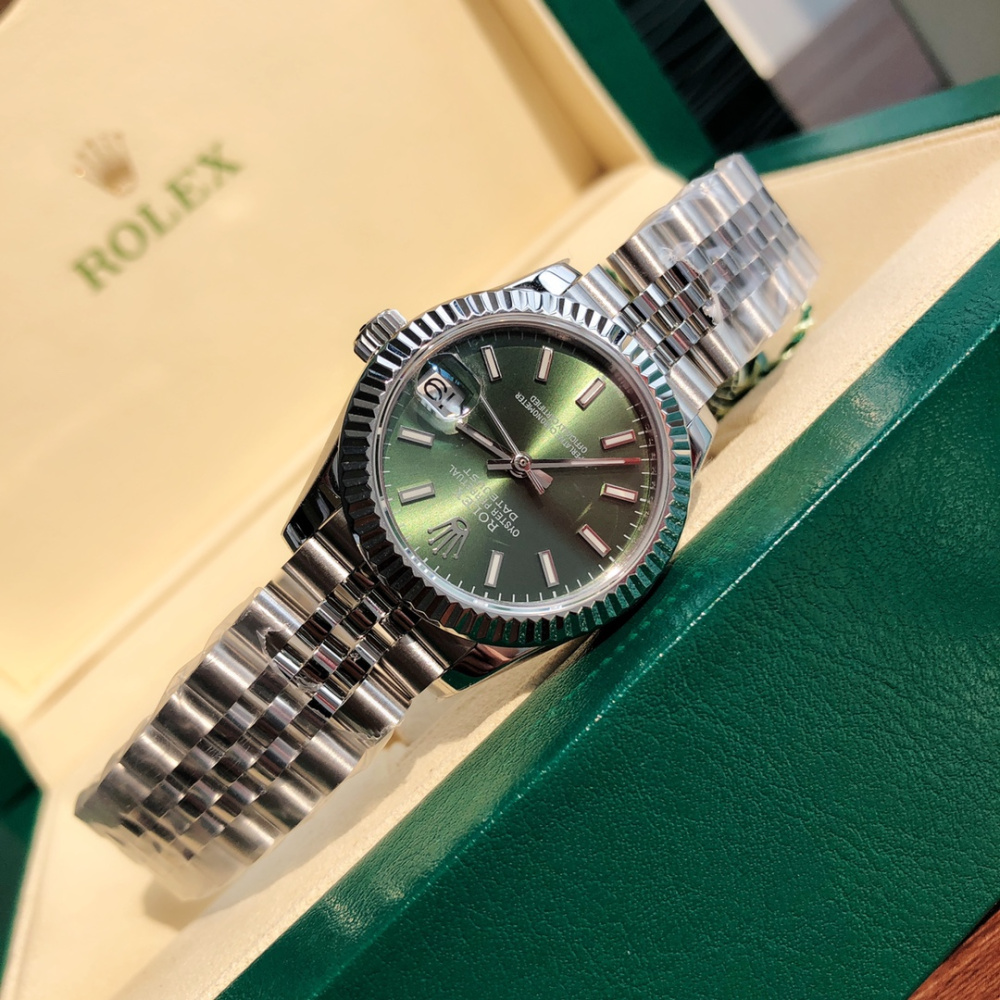 Rolex Datejust Prata/Verde Vivo