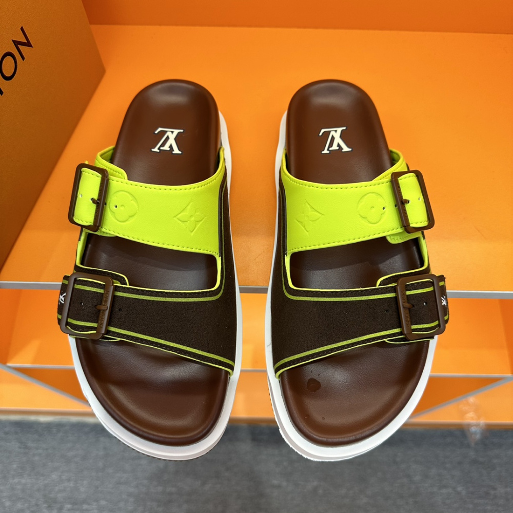 Chinelo Lv Trainer Marrom/Amarelo