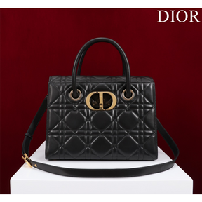 Bolsa Dior St Honoré Tote Black Macrocannage 30 cm