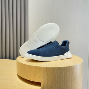 Zegna Triple Stitch em Camurça Azul