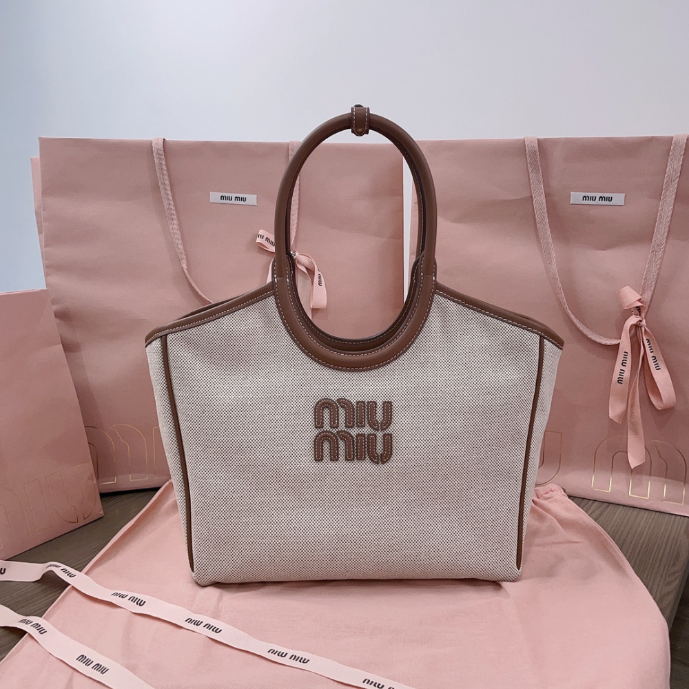 Bolsa MiuMiu Tote Ivy Canvas/Couro