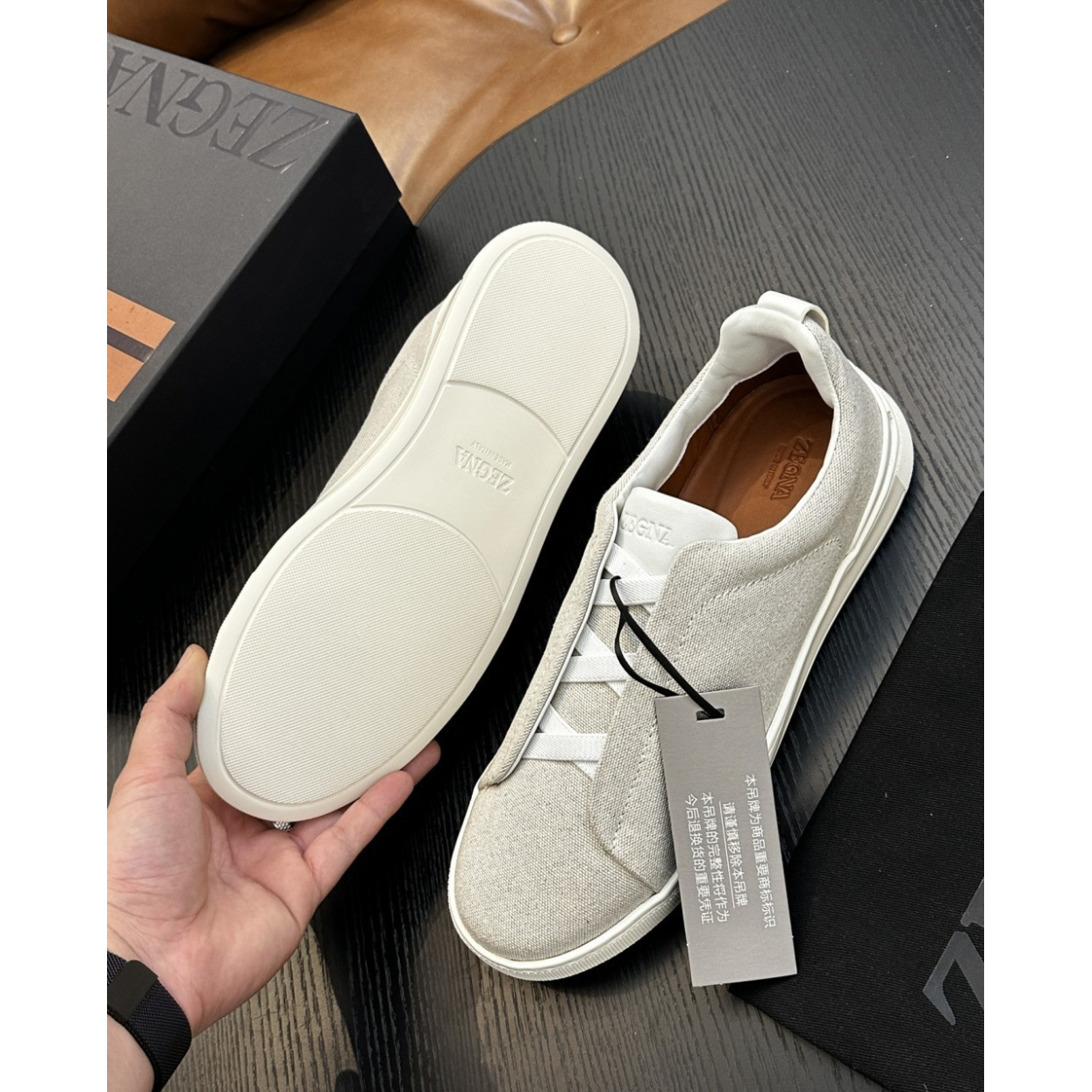 Zegna Triple Stitch em Tecido Branco