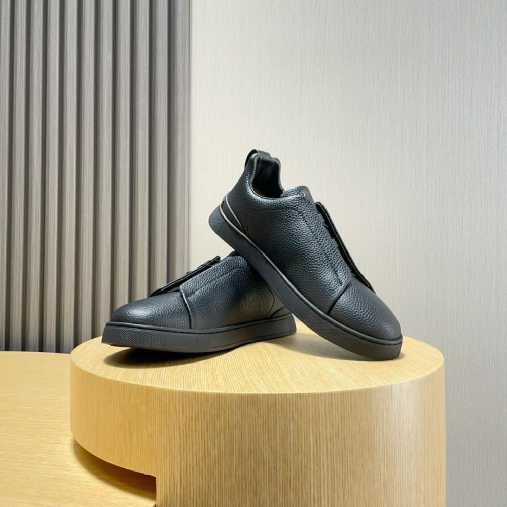 Zegna Triple Stitch em Couro All black