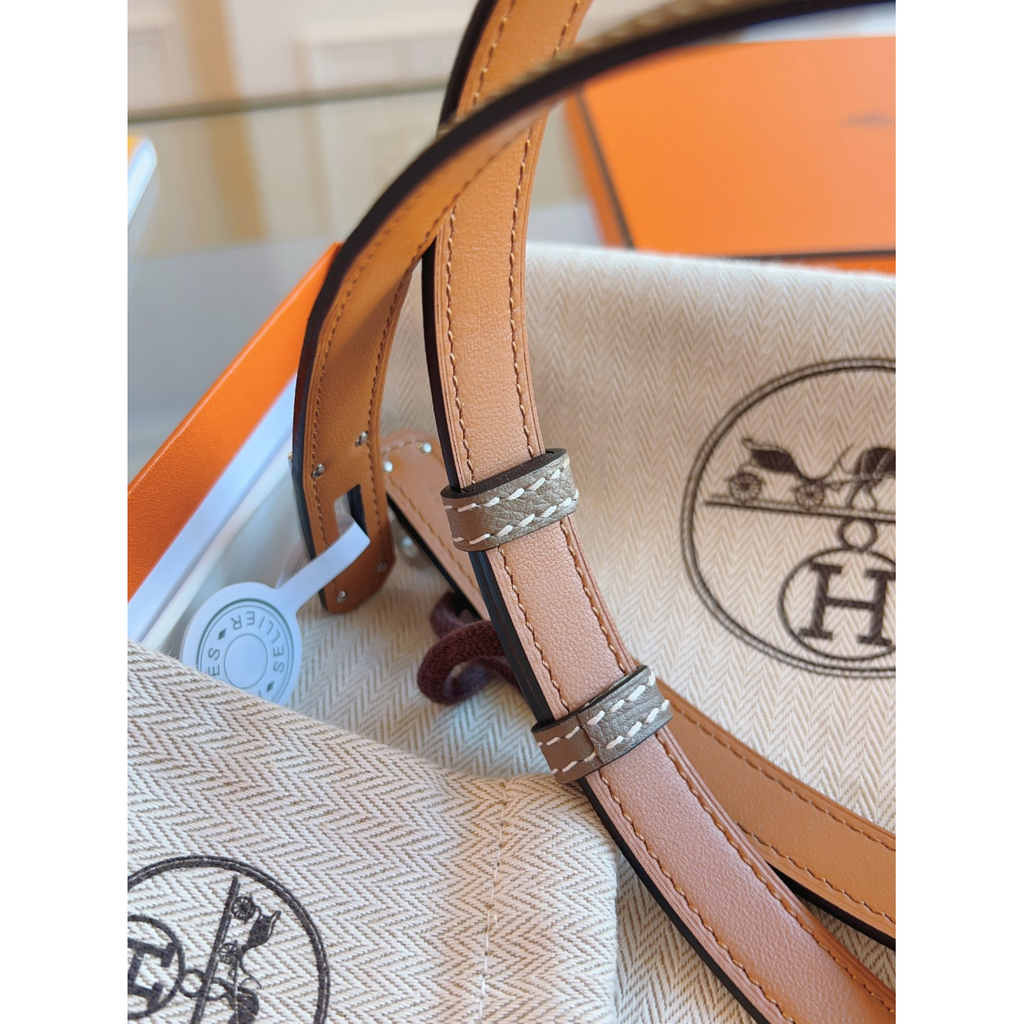 Cinto Hermès Kelly em Couro Marrom com Fivela Kelly Prata 1.8cm