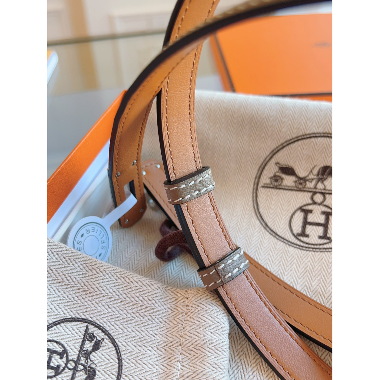 Cinto Hermès Kelly em Couro Marrom com Fivela Kelly Prata 1.8cm