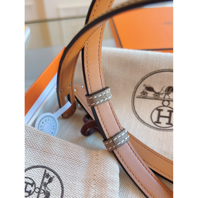 Cinto Hermès Kelly em Couro Marrom com Fivela Kelly Prata 1.8cm