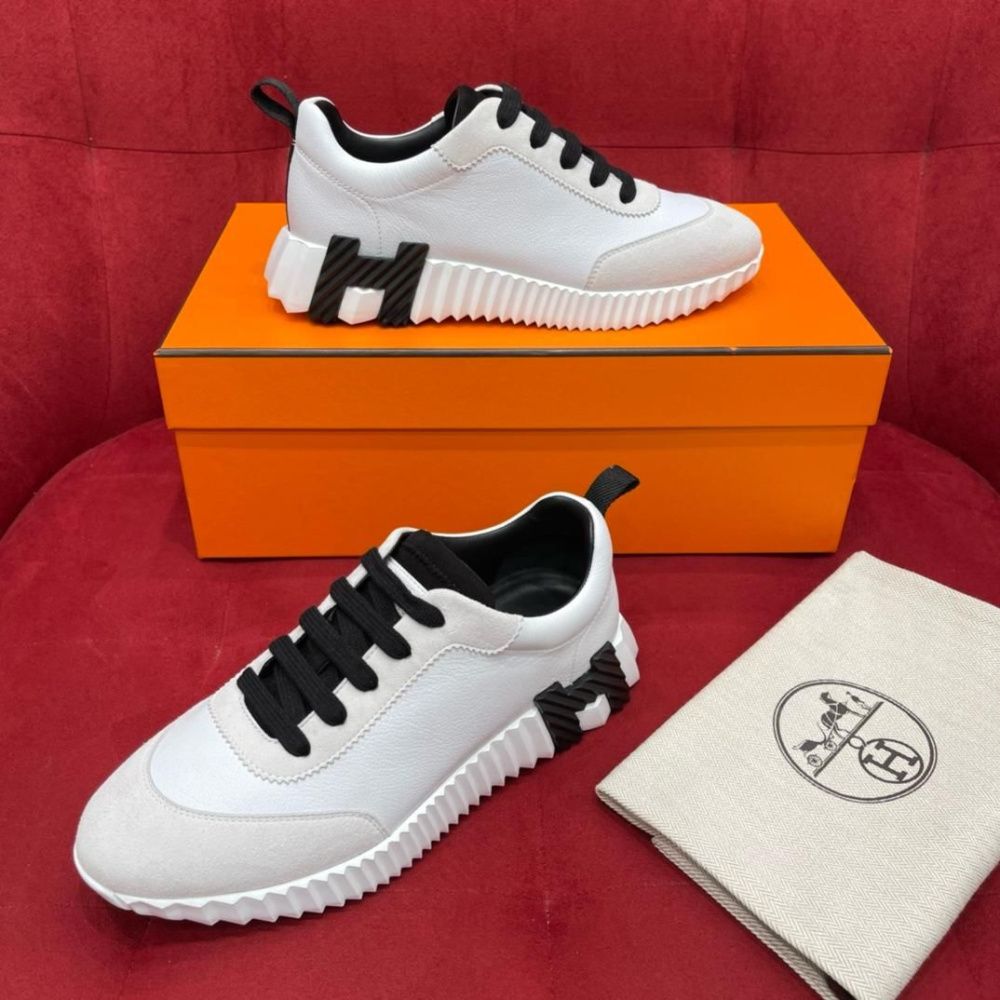 Tênis Hermès Bouncing Couro Branco/Preto