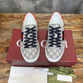 Gucci Sneaker Ace With Web Bege e Azul canvas