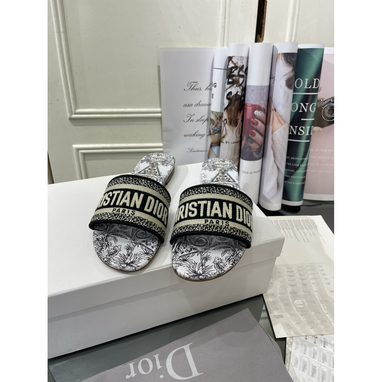 Dior Sandália Rasteira Cinza