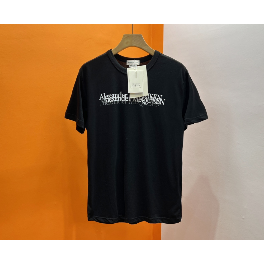 Camisa de Algodão Alexander McQueen Preta logo