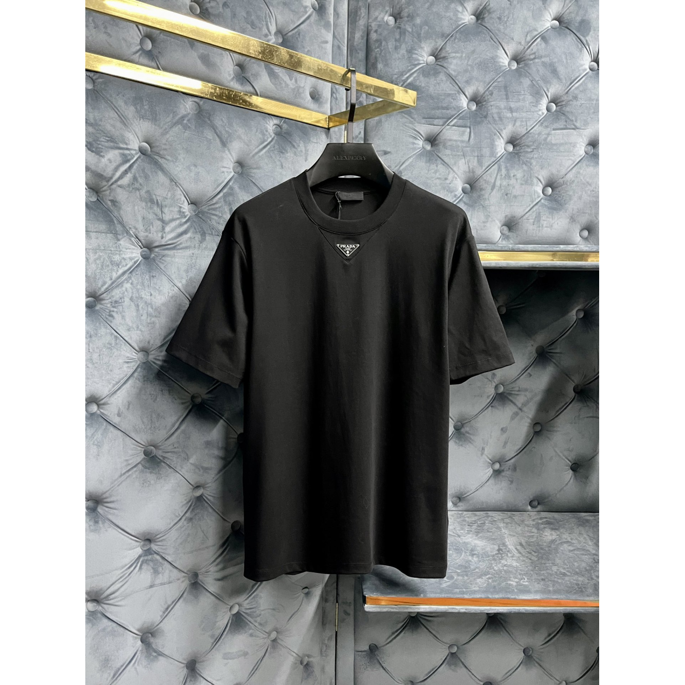 Camisa Prada em algodão com Logo Triangular Preto