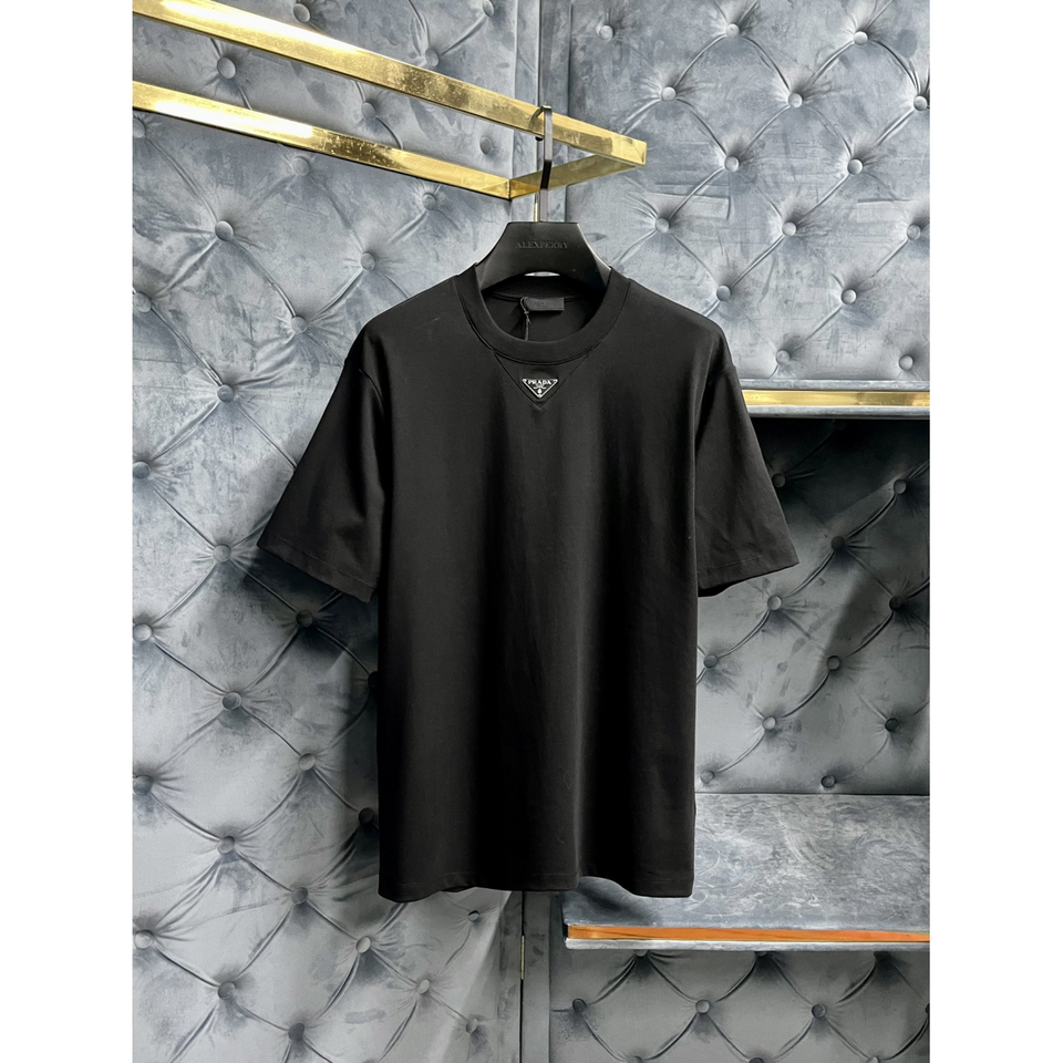 Camisa Prada em algodão com Logo Triangular Preto