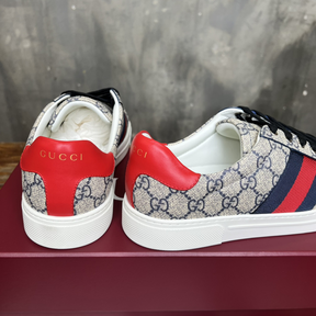 Gucci Sneaker Ace With Web Bege e Azul canvas
