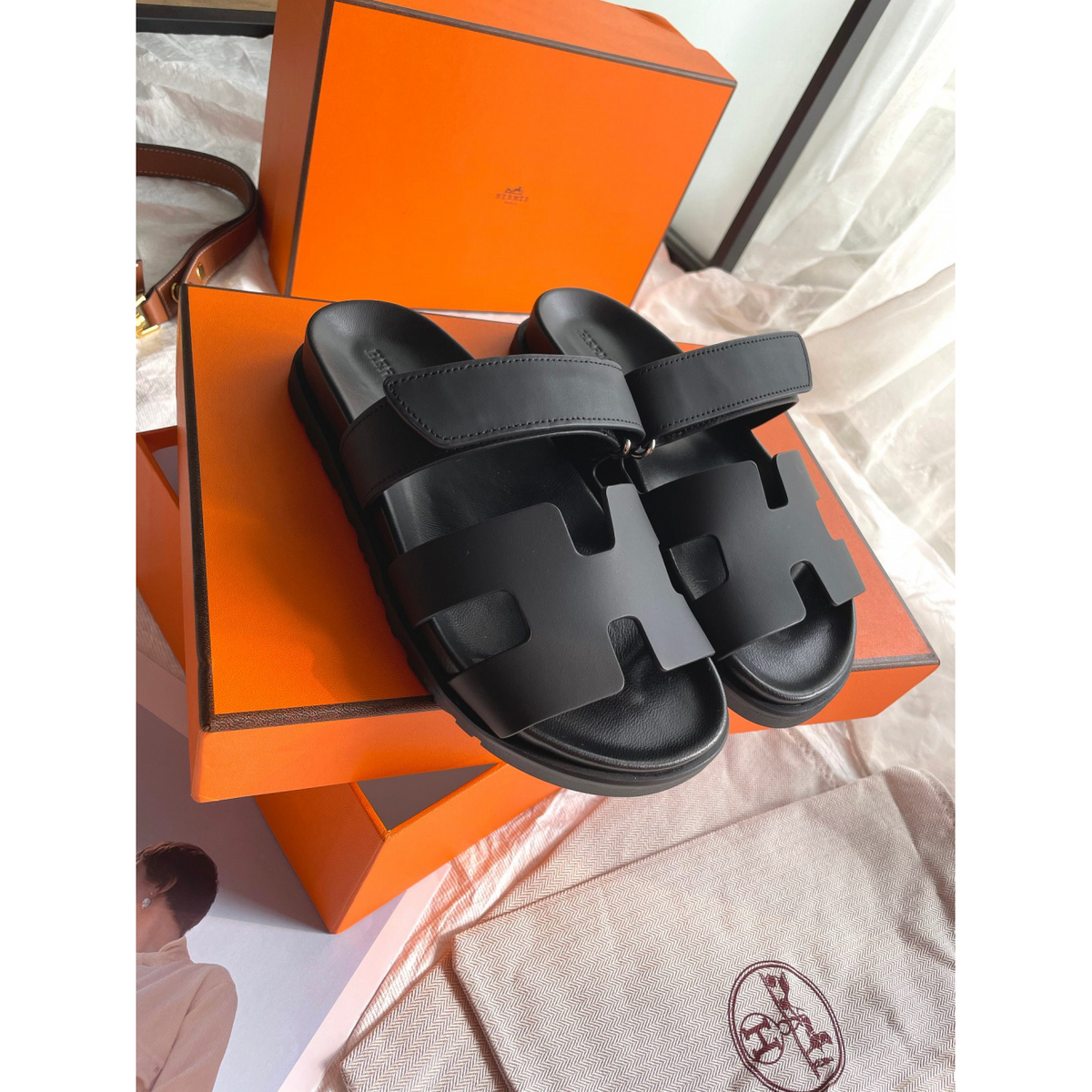 Sandália Hermès Chypre Preta