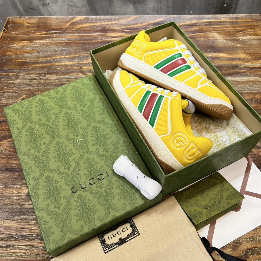 Tênis Gucci Screener With Web Amarelo