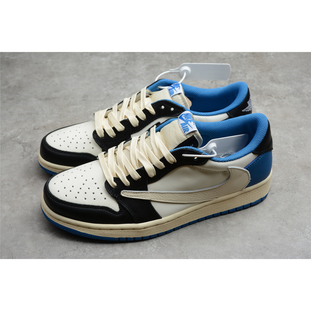 FRAGMENT DESIGN X TRAVIS SCOTT X AIR JORDAN 1 RETRO LOW WHITE/BLUE/BLACK