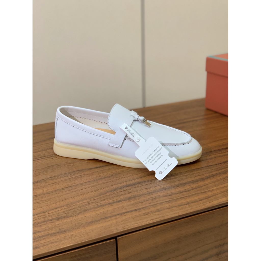 Summer Charms Walk Loro Piana Loafer Couro Branco