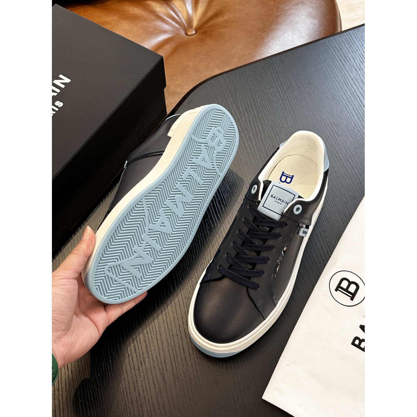 Tênis Balmain B-Court Azul Marinho