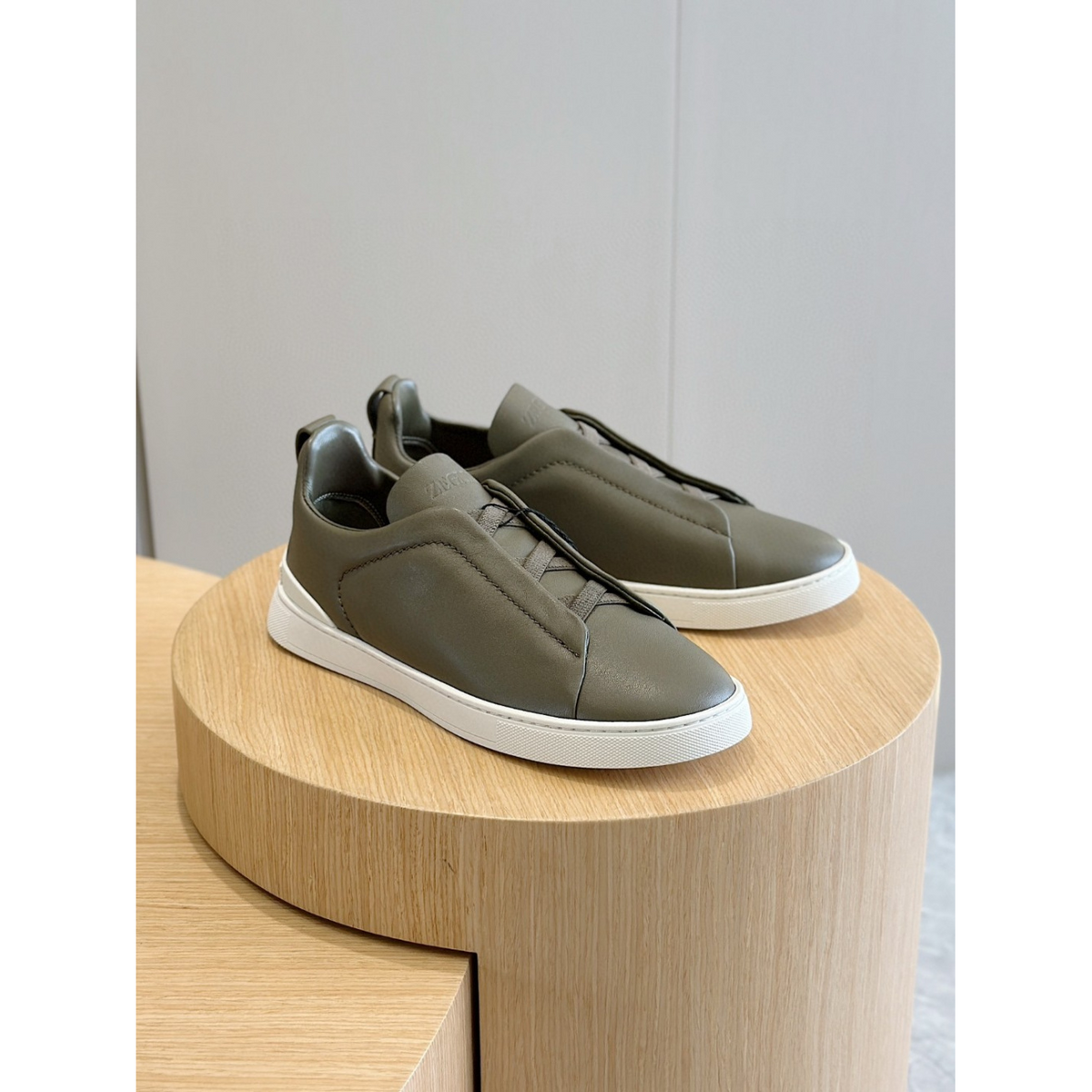 Zegna Triple Stitch Secondskin Couro Verde Oliva