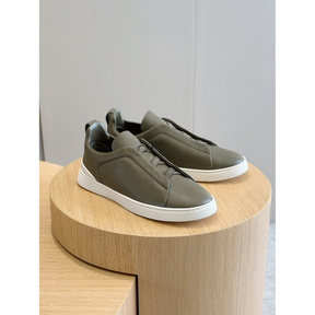 Zegna Triple Stitch Secondskin Couro Verde Oliva