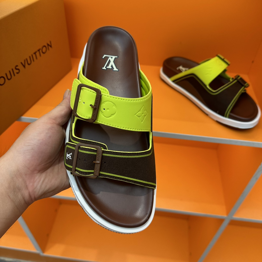 Chinelo Lv Trainer Marrom/Amarelo