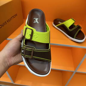 Chinelo Lv Trainer Marrom/Amarelo