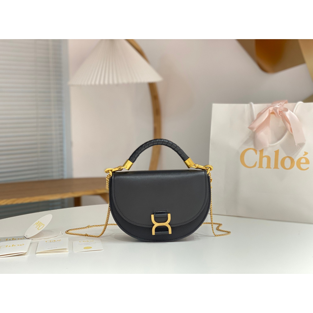 Bolsa Chloé Tote Marcie Chain Flap 22.5x15.5x7cm (Preta e outras cores)