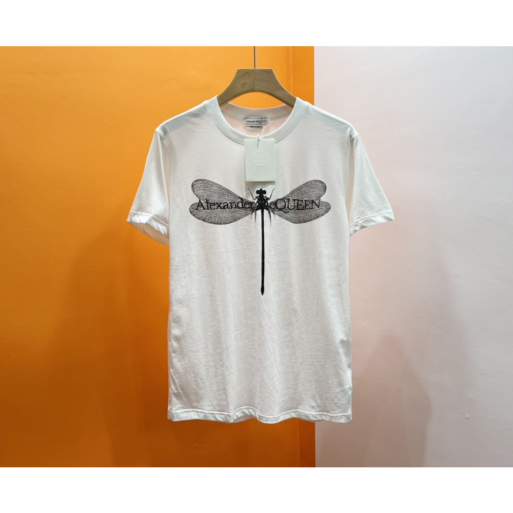 Camiseta Alexander McQueen Com Estampa de Libélula Branca