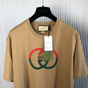 Cotton jersey printed T-shirt Marrom