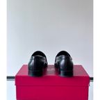 Sapato Mocassim Salvatore Ferragamo Social Preto Couro com Fivela Gancini