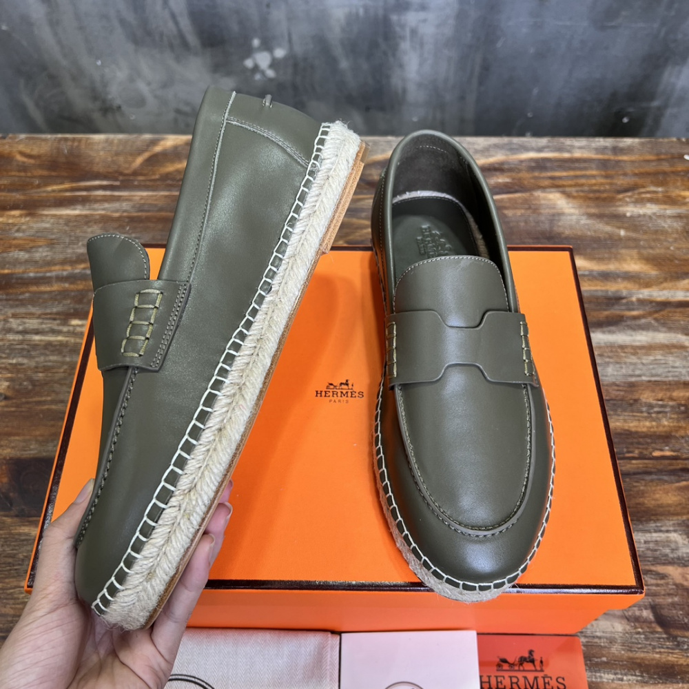 Alpargata TRIP Hermès em Couro Verde