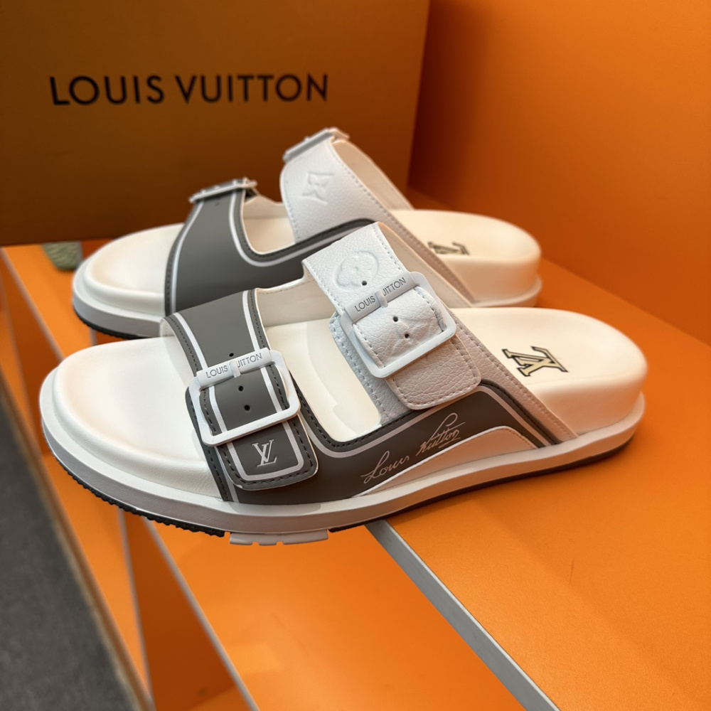 Chinelo Lv Trainer Branco/Cinza