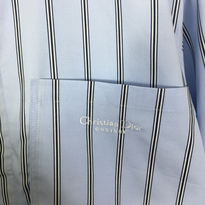 Camisa Social Listrada Dior COUTURE Azul/Preta