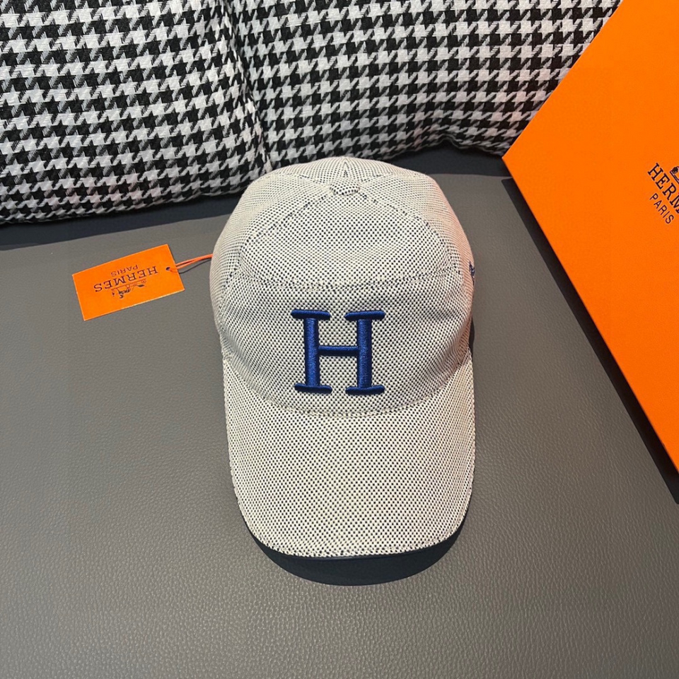 Boné Hermès Baseball Off/Azul  Logo H