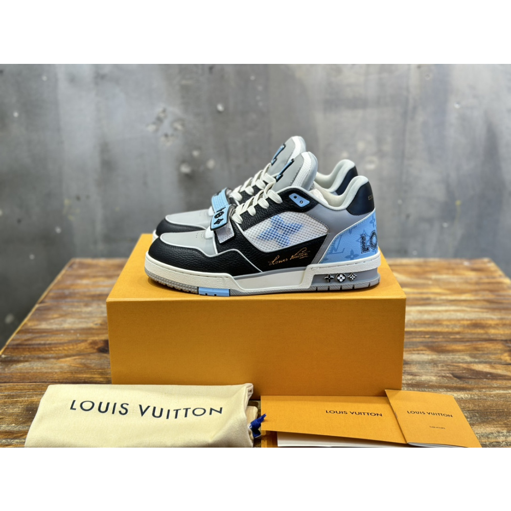 Tênis Louis Vuitton LV Trainer Monogram Azul/Cinza