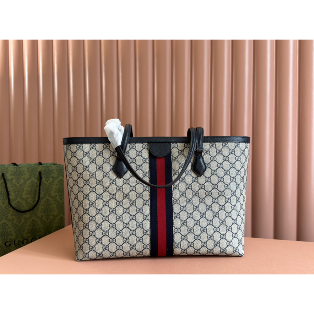 Bolsa Gucci Tote Ophidia GG Preta 38x28x14cm