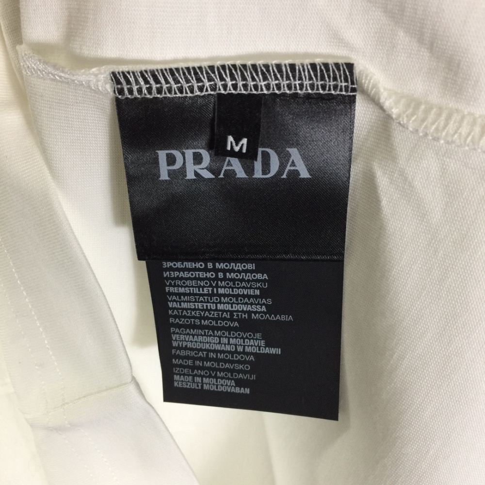 Camisa Prada em algodão Estampada Logotipo Branca