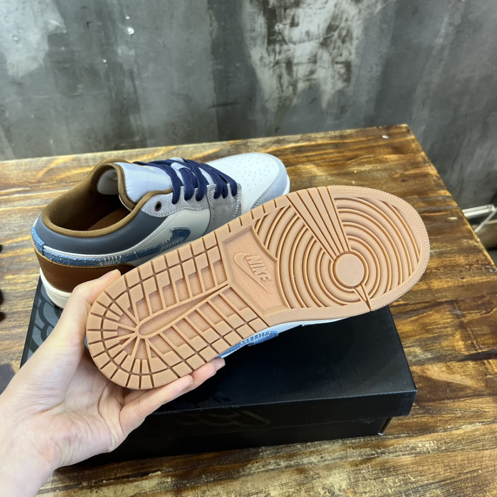 Nike Air Jordan 1 Low SE Phantom Repaired Denim Swoosh
